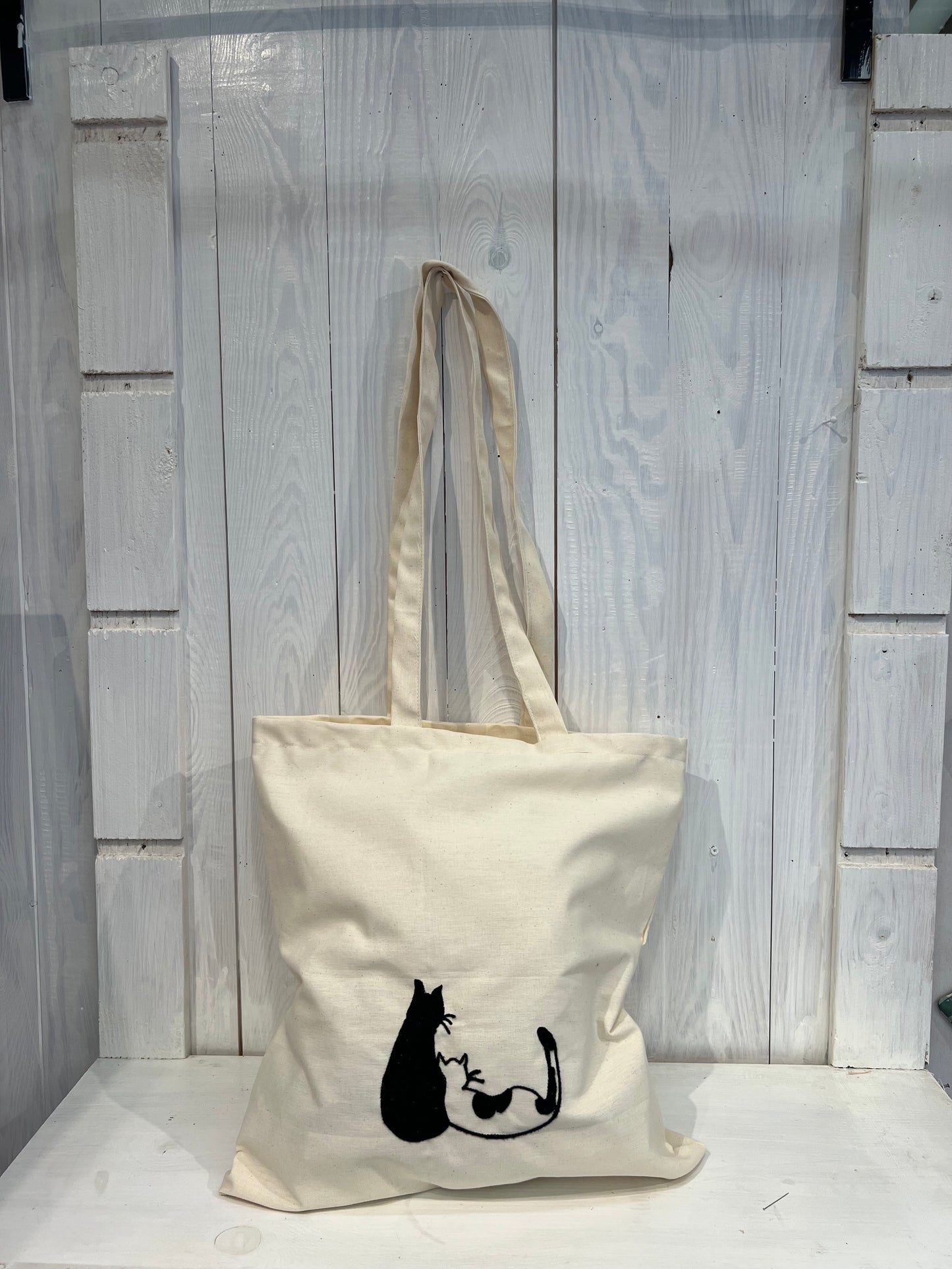 Tote Bag ricamata con gatti - Tote Bag - Tote Bag Ricamo - Tote Bag Ricamo Gatti Innamorati - Shopper Bag - Shopper Bag Ricamata Pezzo Unico - Handmade - Piacevolmente Country di Rosi Maria Cristina