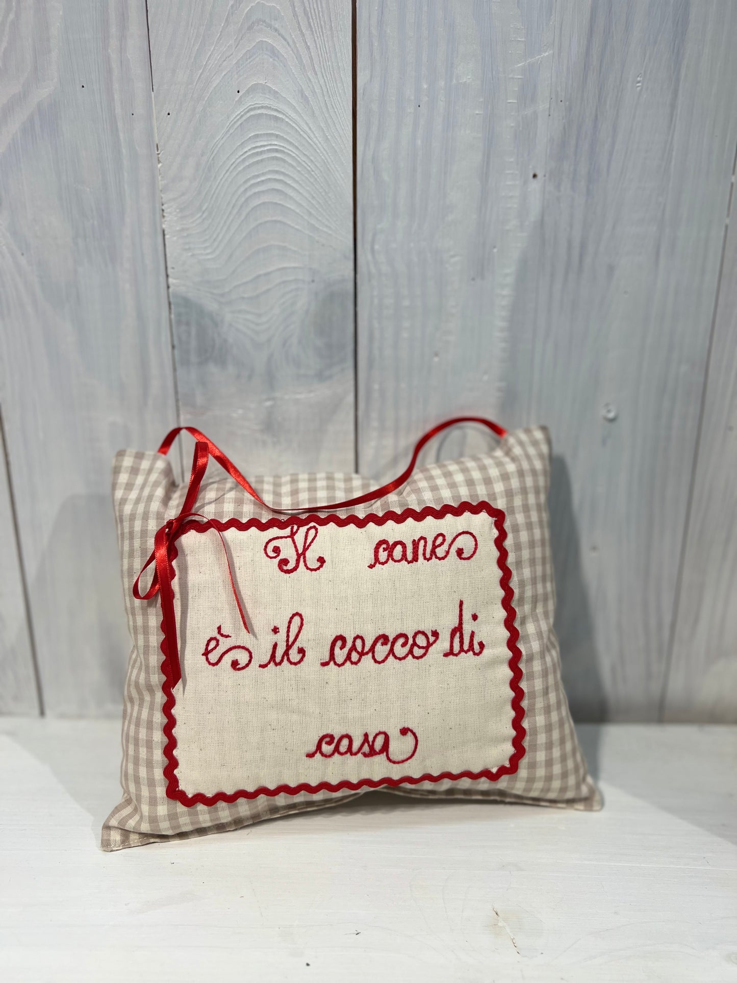 Cuscino con dedica - Cuscino ricamato - Cuscino idea regalo - Piacevolmente Country di Rosi Maria Cristina