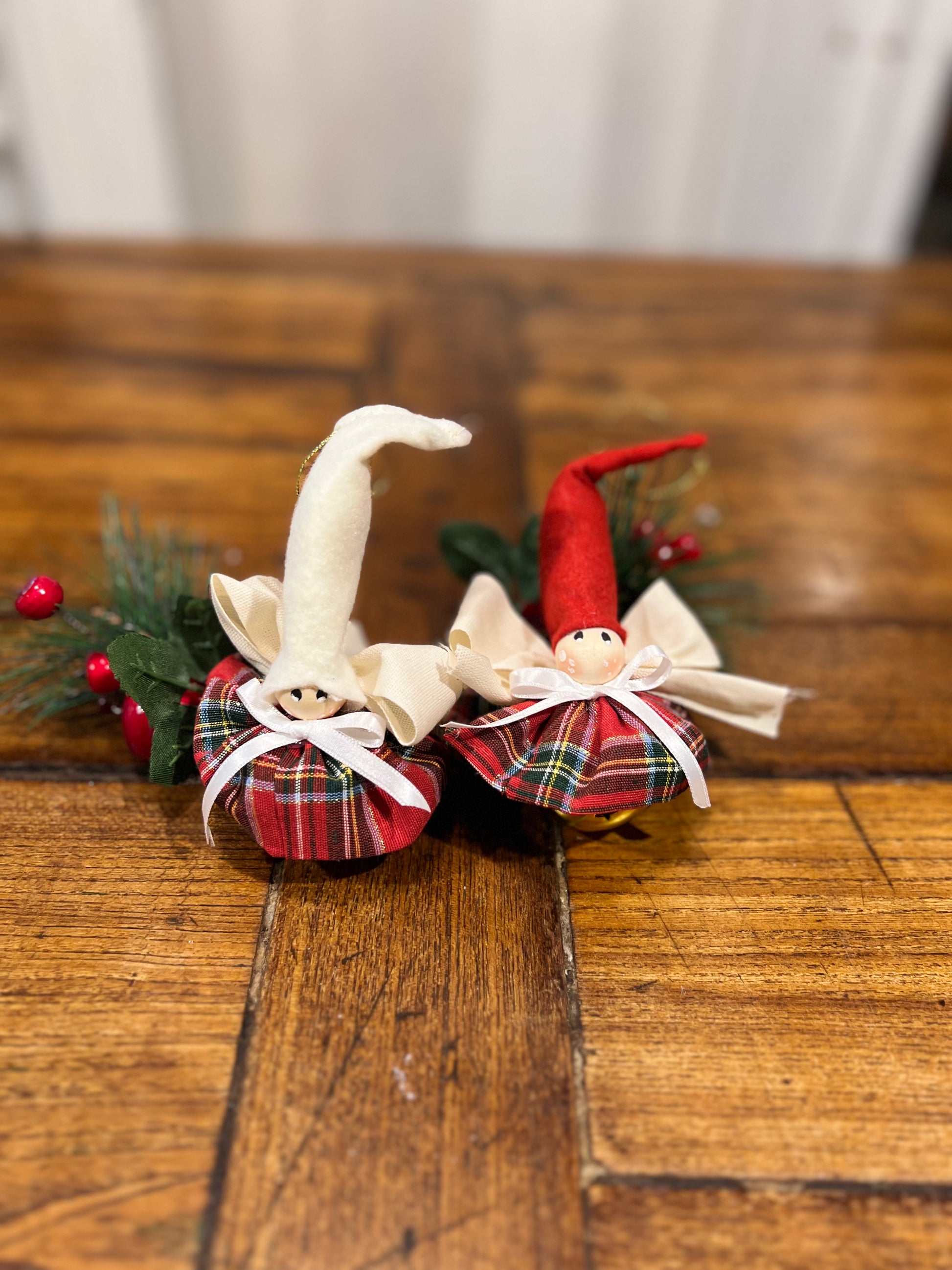 Trillino Natalizio - Gonna Scozzese o a Pois Rosso Bianco | Ornamento Artigianale Handmade - Piacevolmente Country di Rosi Maria Cristina