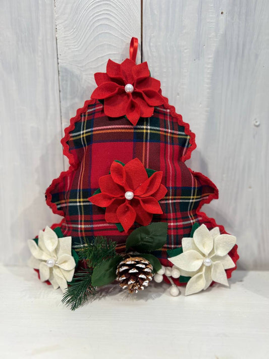  Fuoriporta Natalizio a Forma di Albero in Tessuto Scozzese Fatto a Mano da Piacevolmente Country biancheria per la casa Country e Shabby Chic