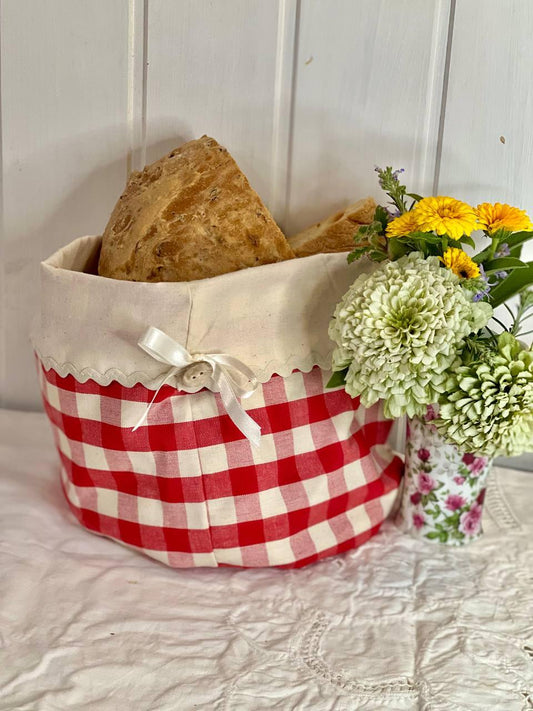 Cestino per il pane in stoffa fatto a mano - disponibile in diversi colori - decorato e personalizzabile con design unici - Piacevolmente Country di Rosi Maria Cristina - Cestino per il pane